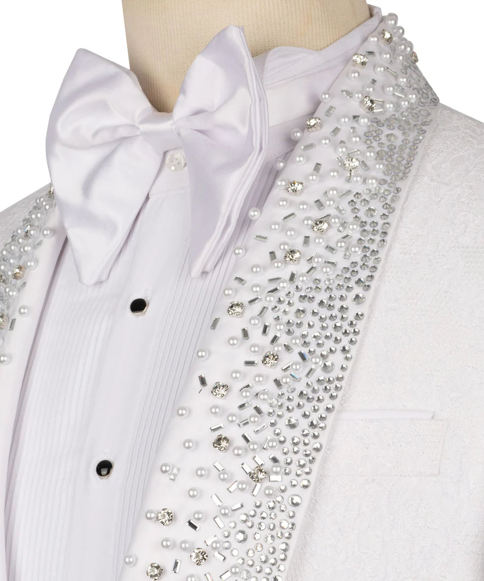 Crystal Embellished White Tuxedo