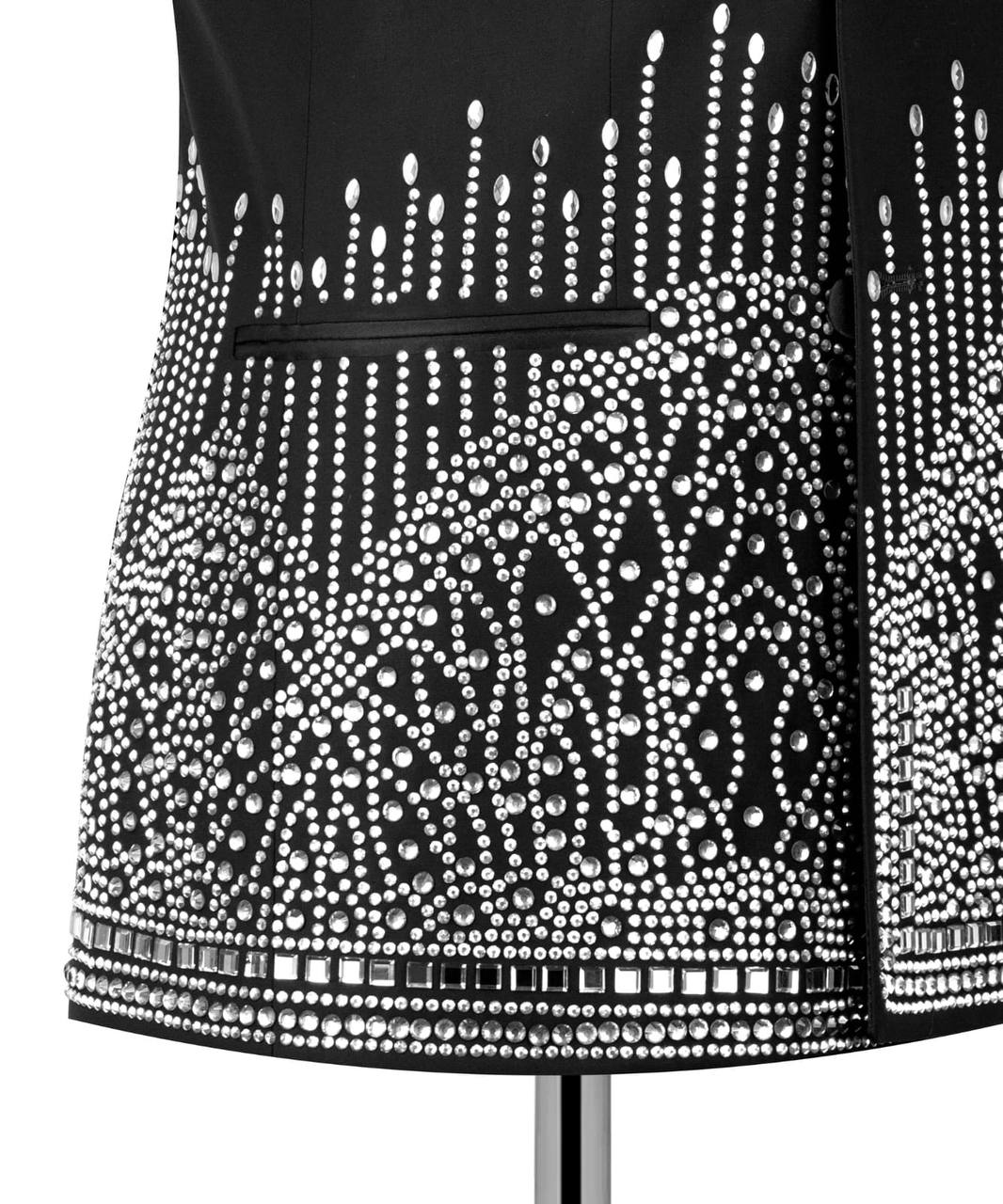 Double Breasted Crystal Embellished Tuxedo