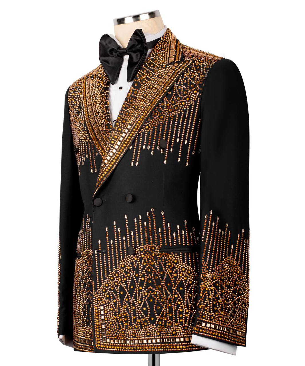Double Breasted Crystal Embellished Tuxedo