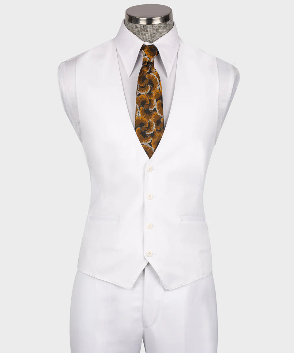 Classic Three Piece White Suit