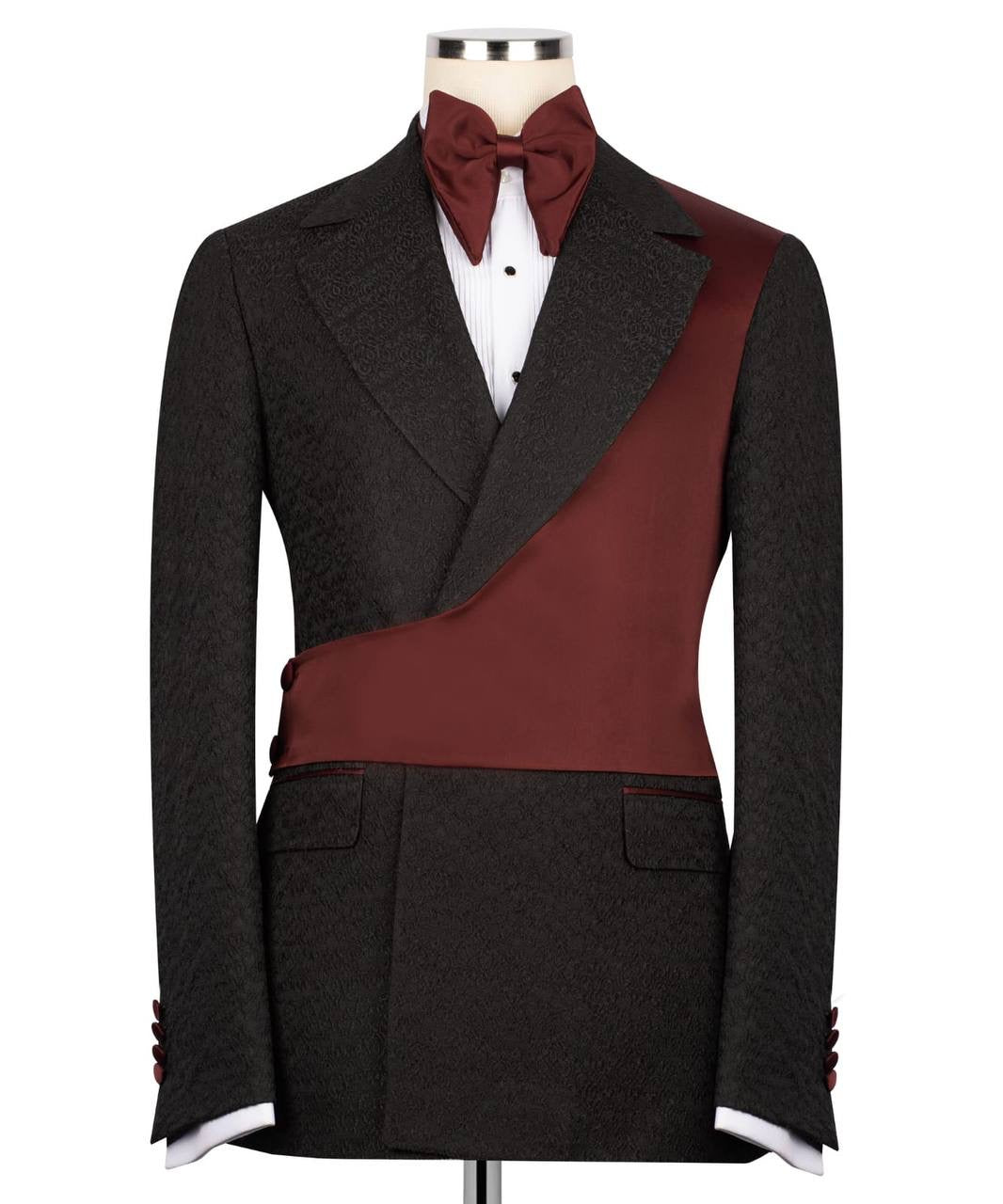 Custom Designed Tuxedo with Crossover Satin Panel