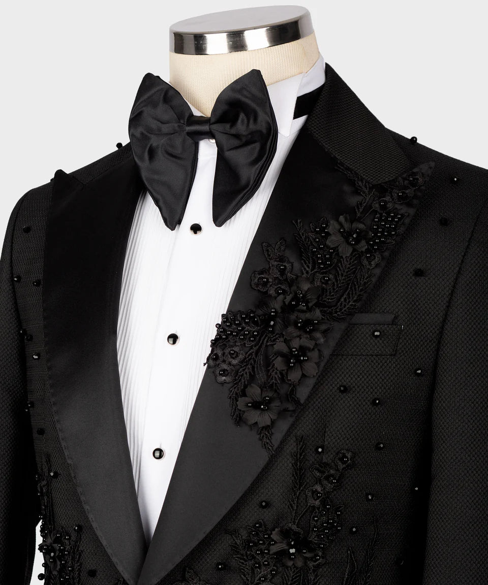 Flower Patterned Black Tuxedo
