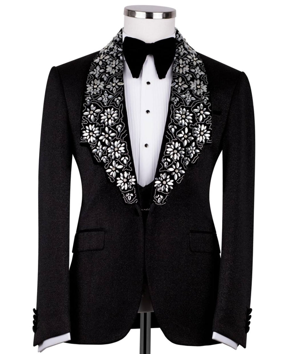 Staircase Lapel Stone Embellished Tuxedo