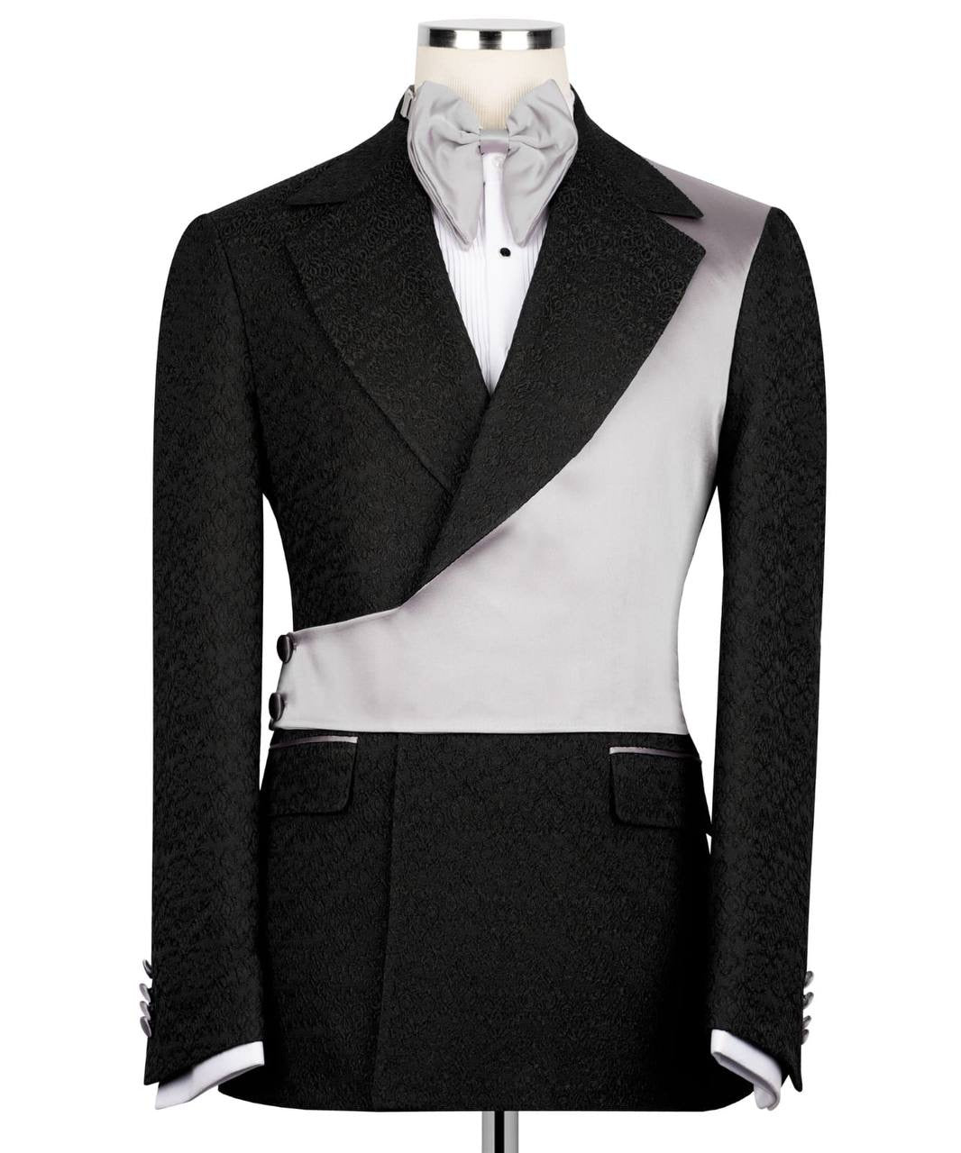 Custom Designed Tuxedo with Crossover Satin Panel