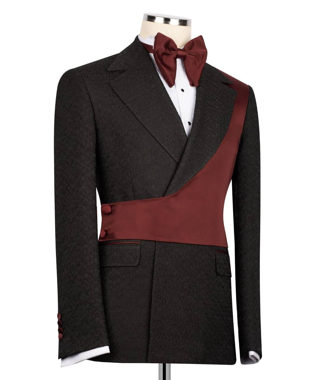 Custom Designed Tuxedo with Crossover Satin Panel