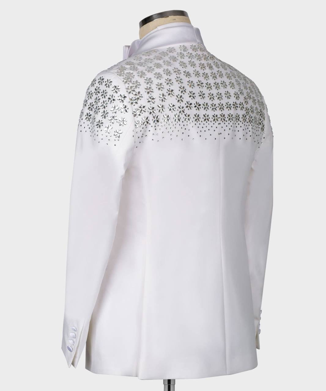 Exclusive White Tuxedo With Satin Lapel