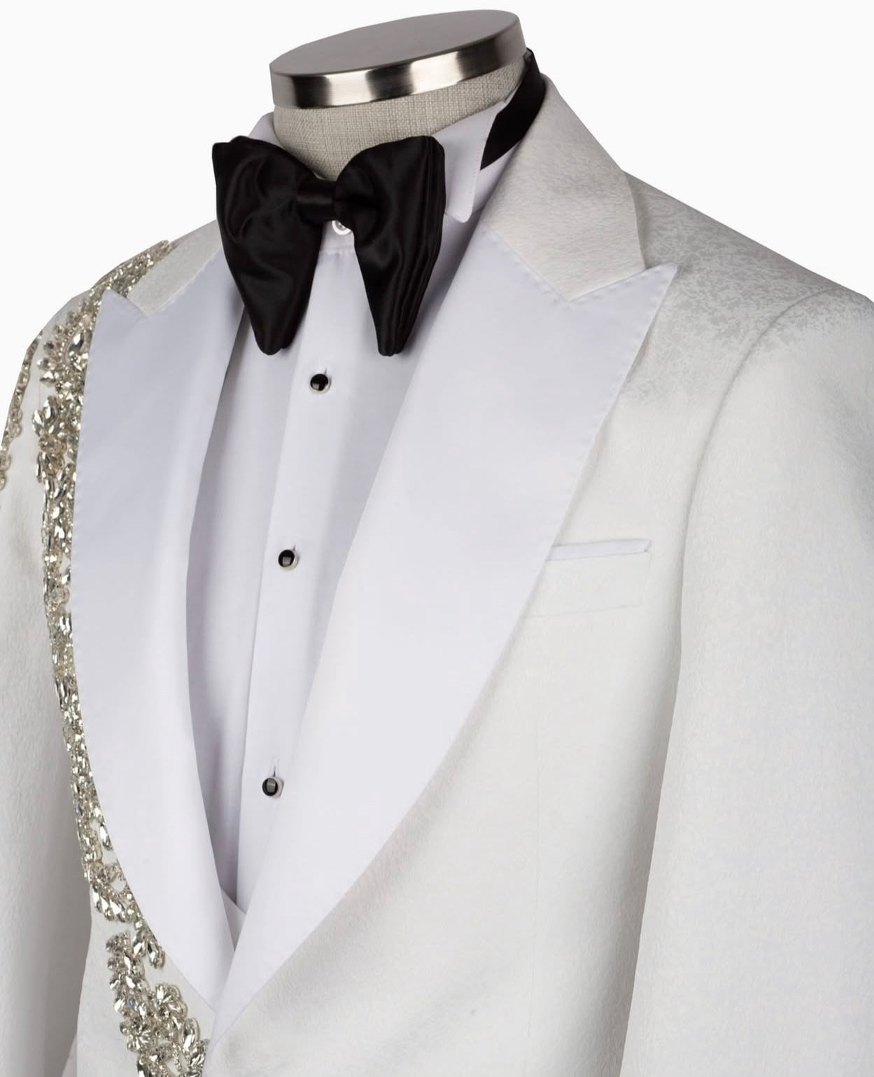 Stone Embroidered White Tuxedo