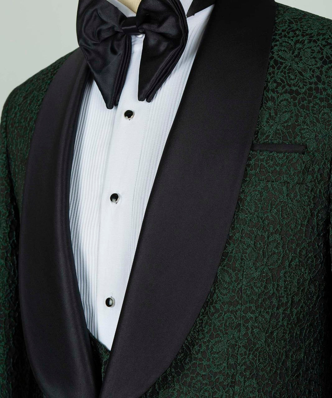 Patterned Dark Green Tuxedo Set