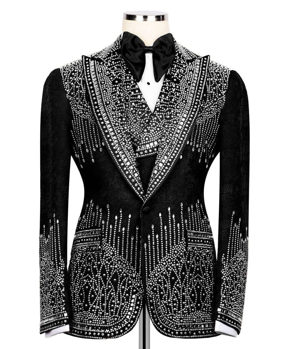 Exclusive Stone Embroidered Tuxedo Set