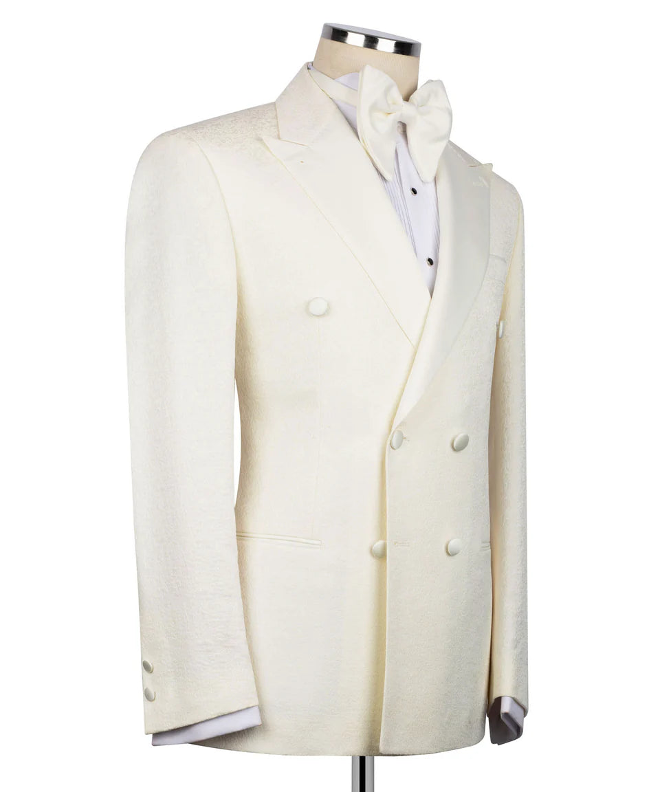 Double Breasted Cream Tuxedo