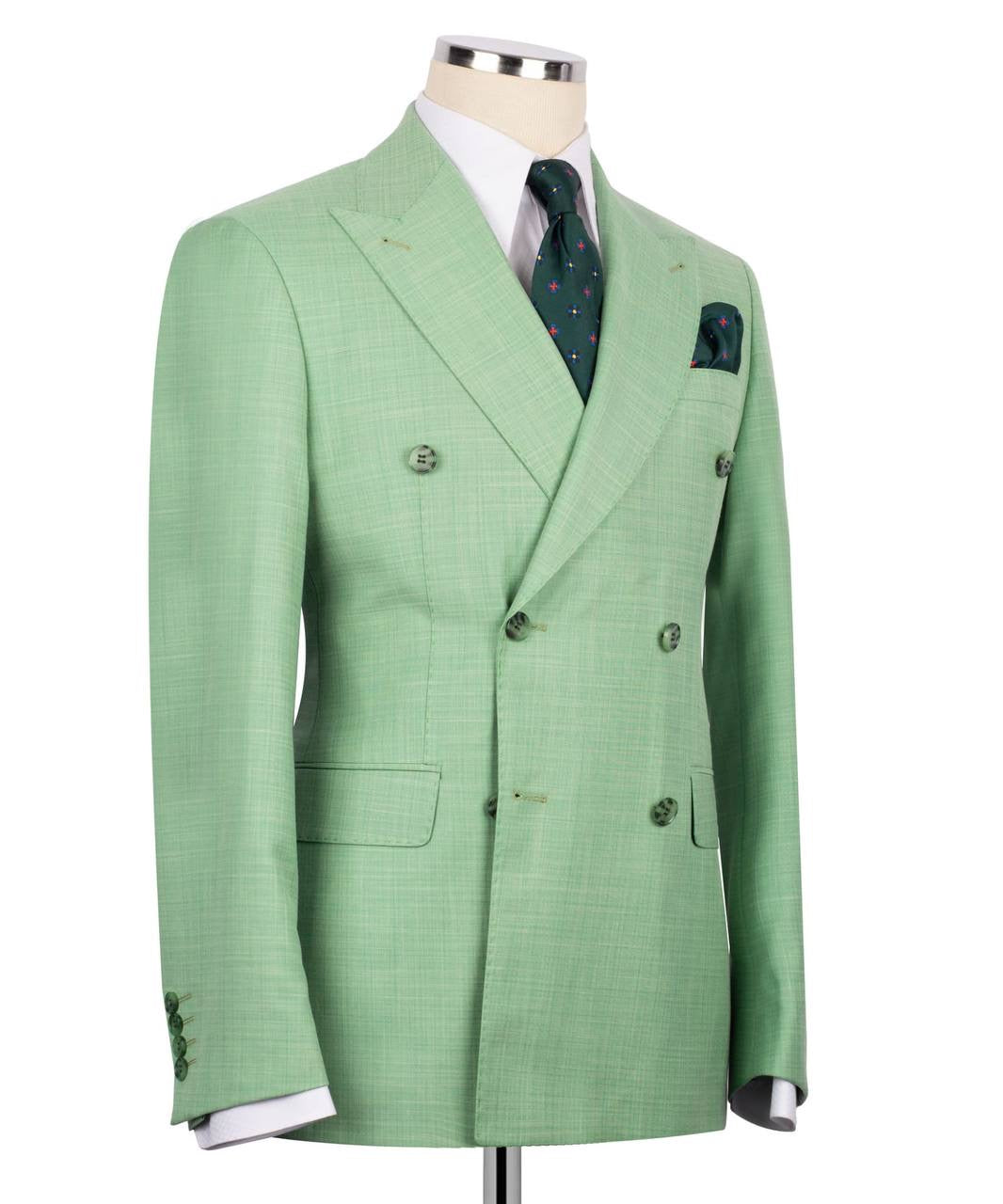 Double Breasted Green Suit
