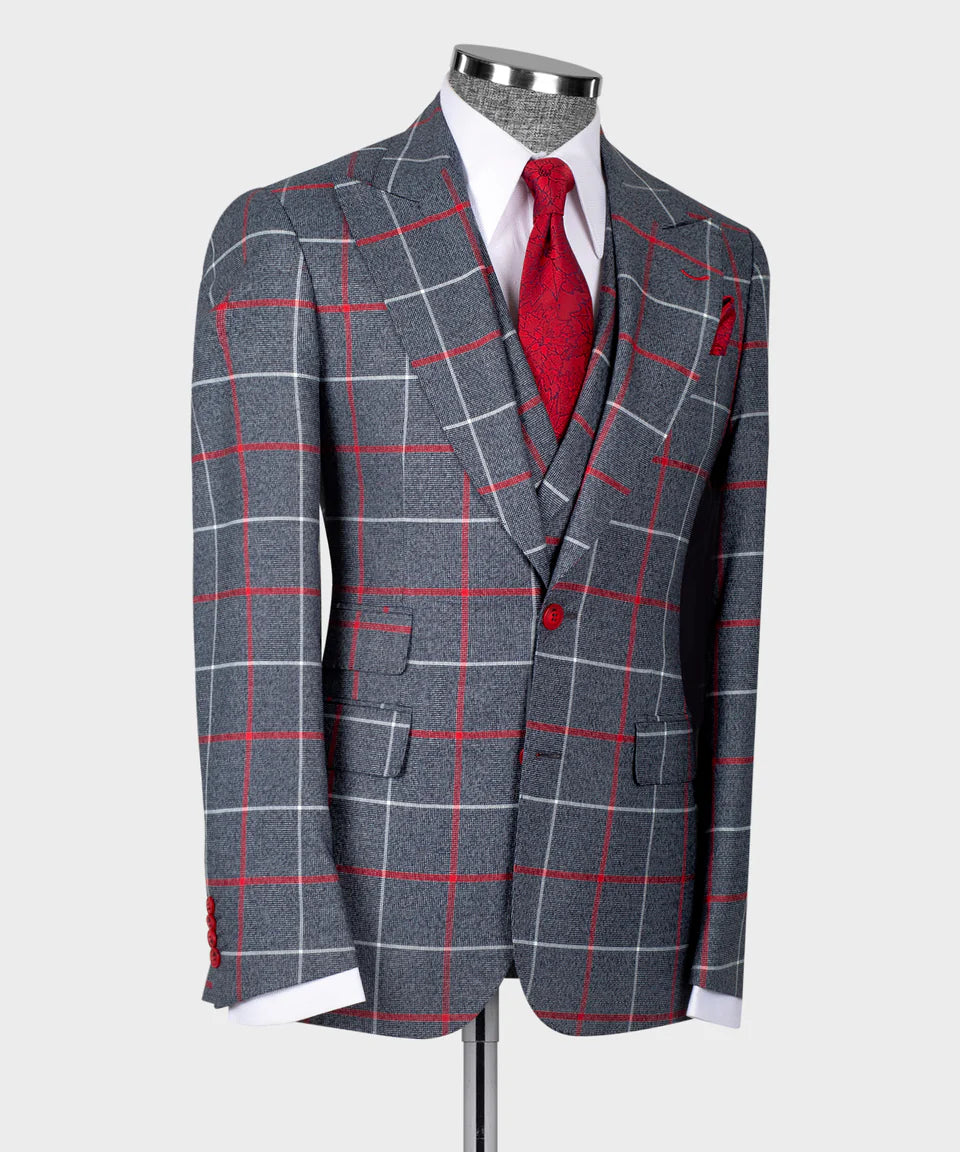 Traje de tres piezas a cuadros
