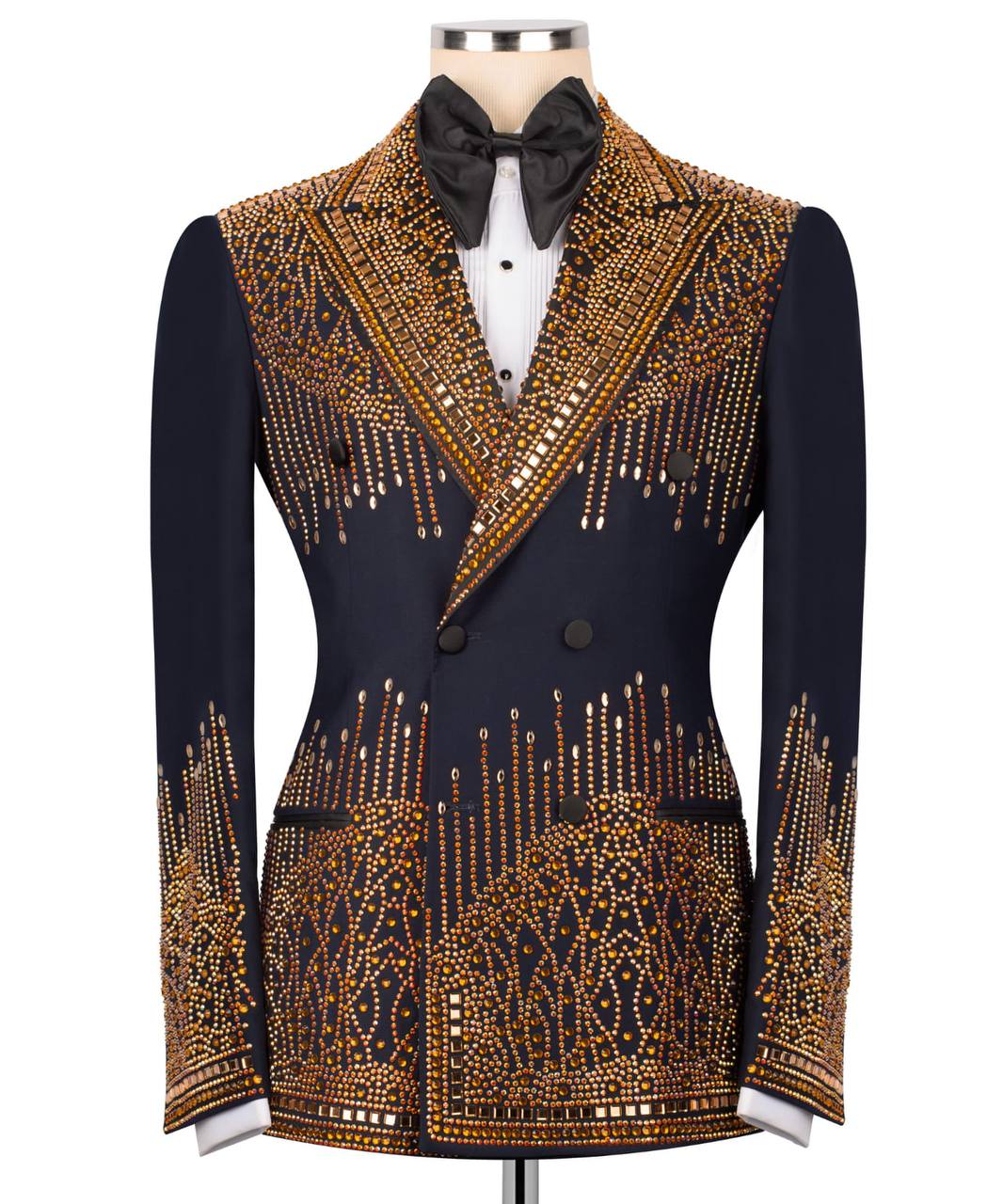 Double Breasted Crystal Embellished Tuxedo