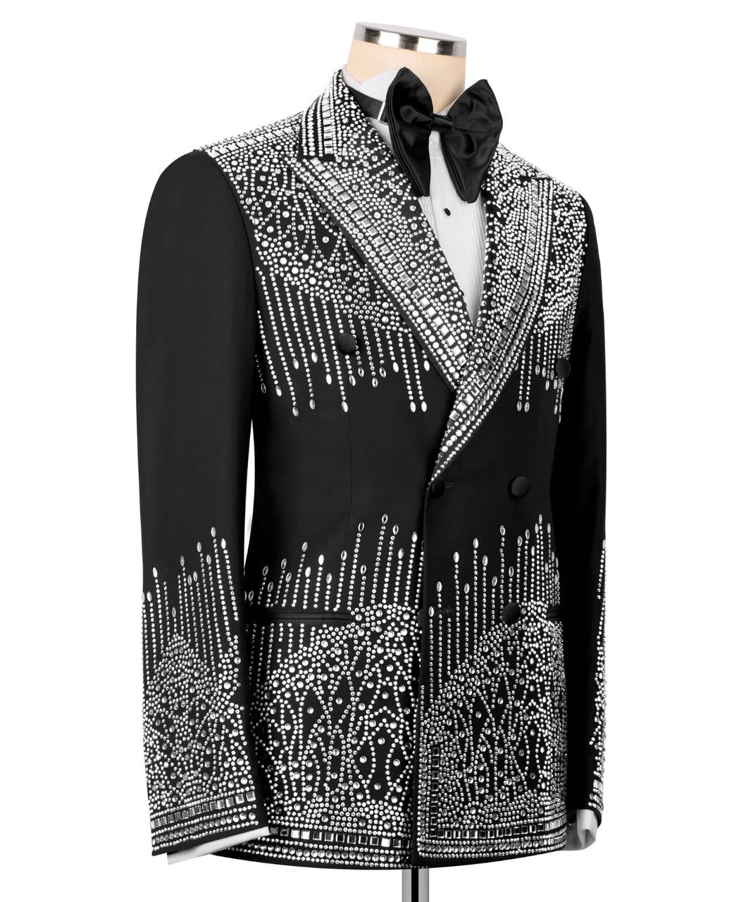 Double Breasted Crystal Embellished Tuxedo