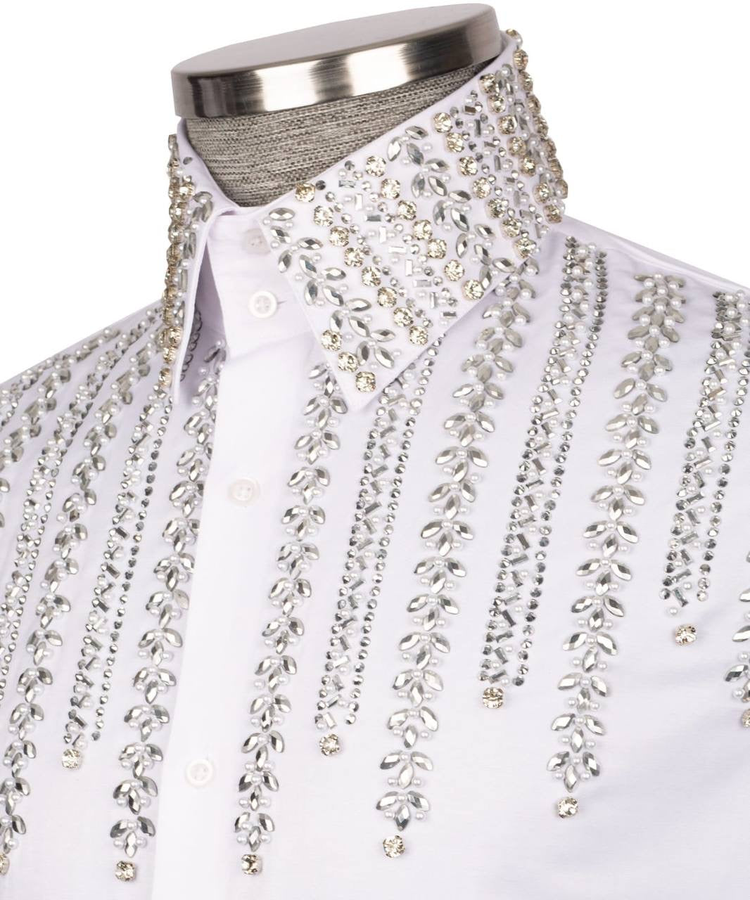 Crystal Embellished White Shirt