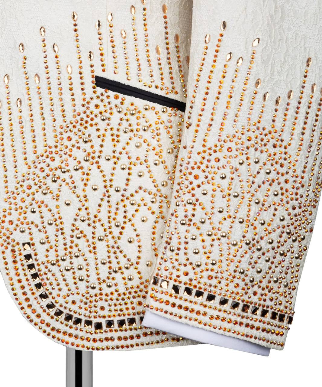 Shiny Stone Detail Cream Tuxedo Set