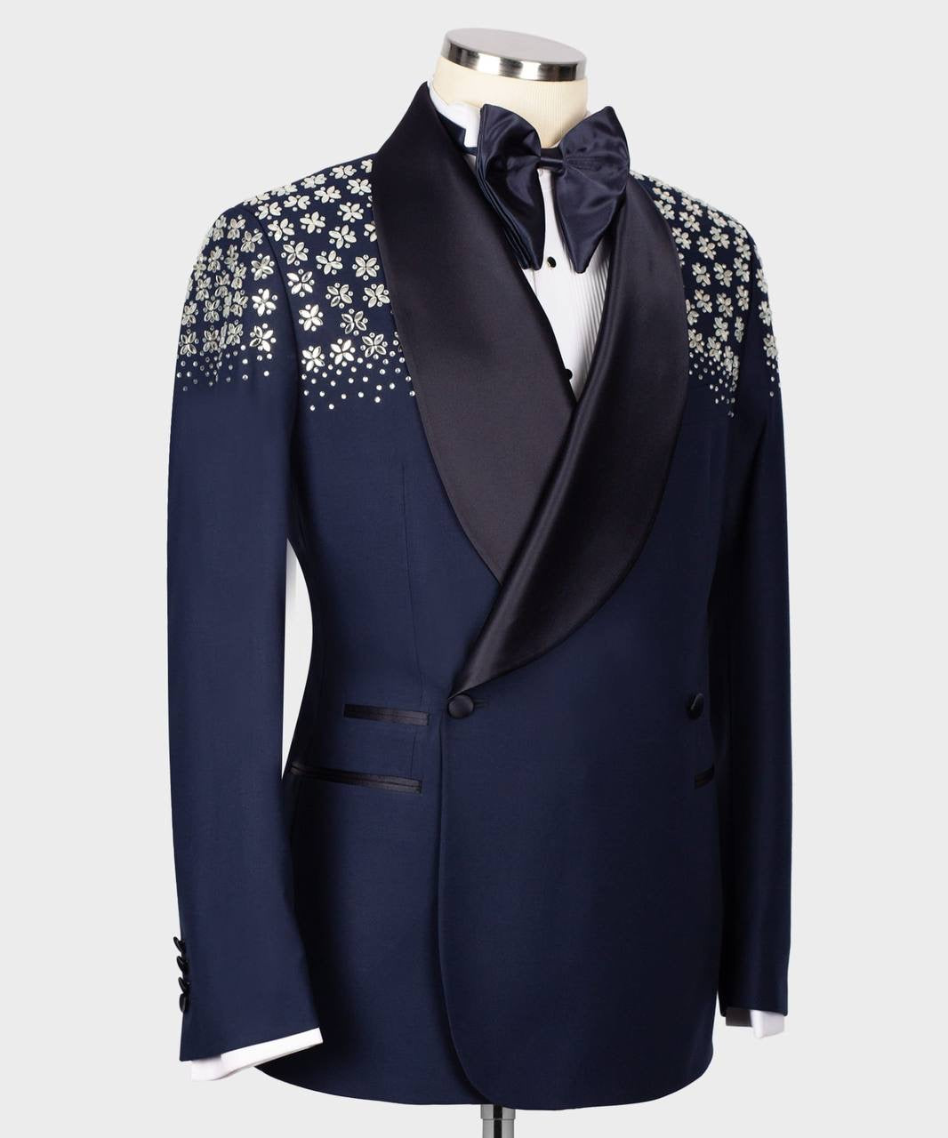Exclusive Navy Tuxedo With Satin Lapel
