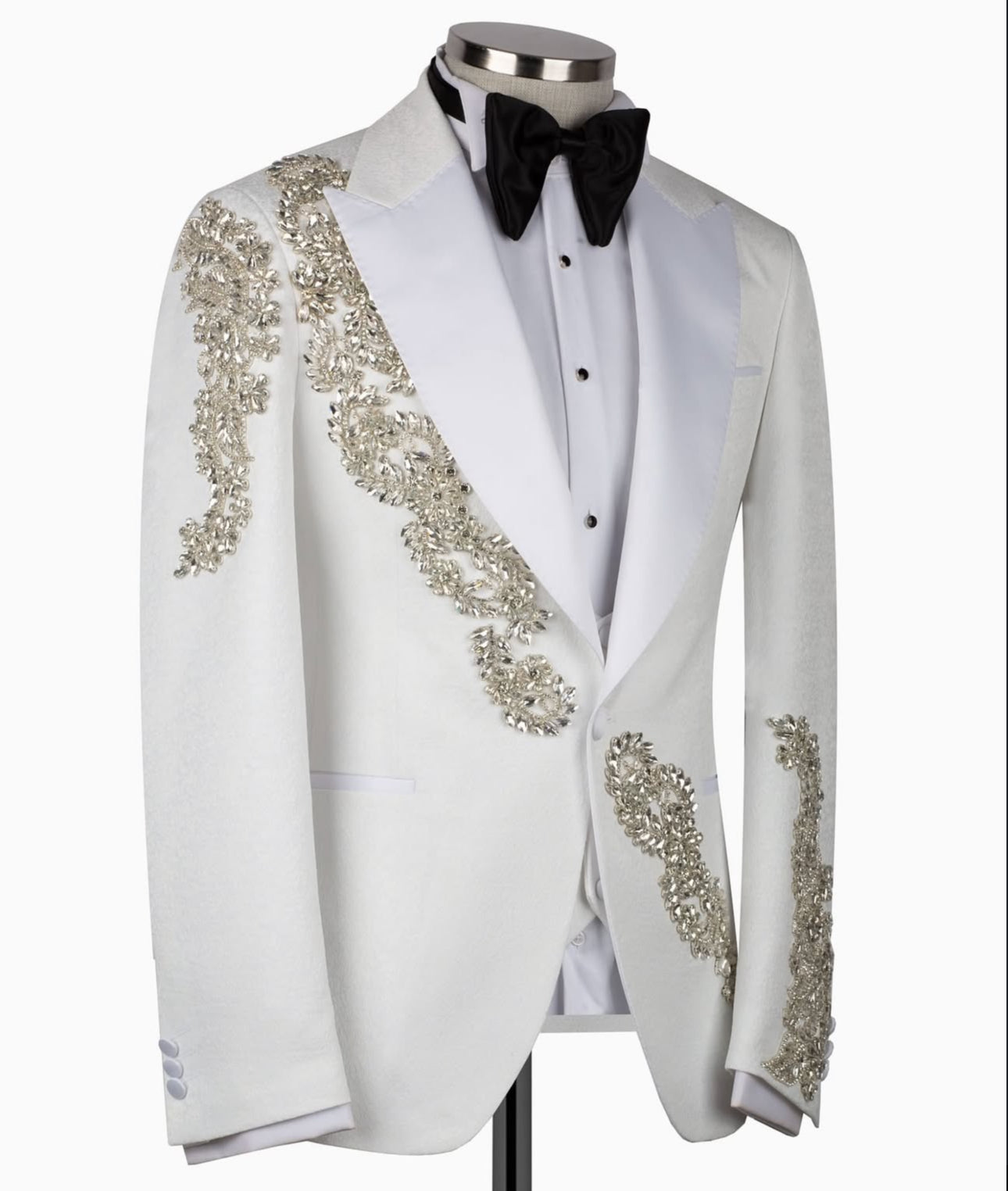 Stone Embroidered White Tuxedo
