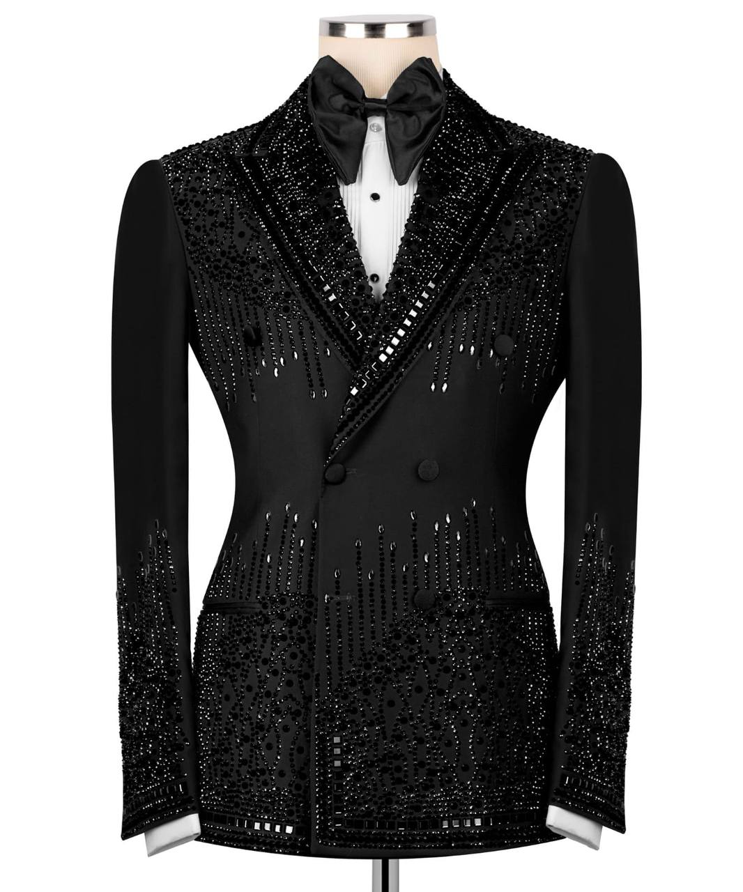 Double Breasted Crystal Embellished Tuxedo