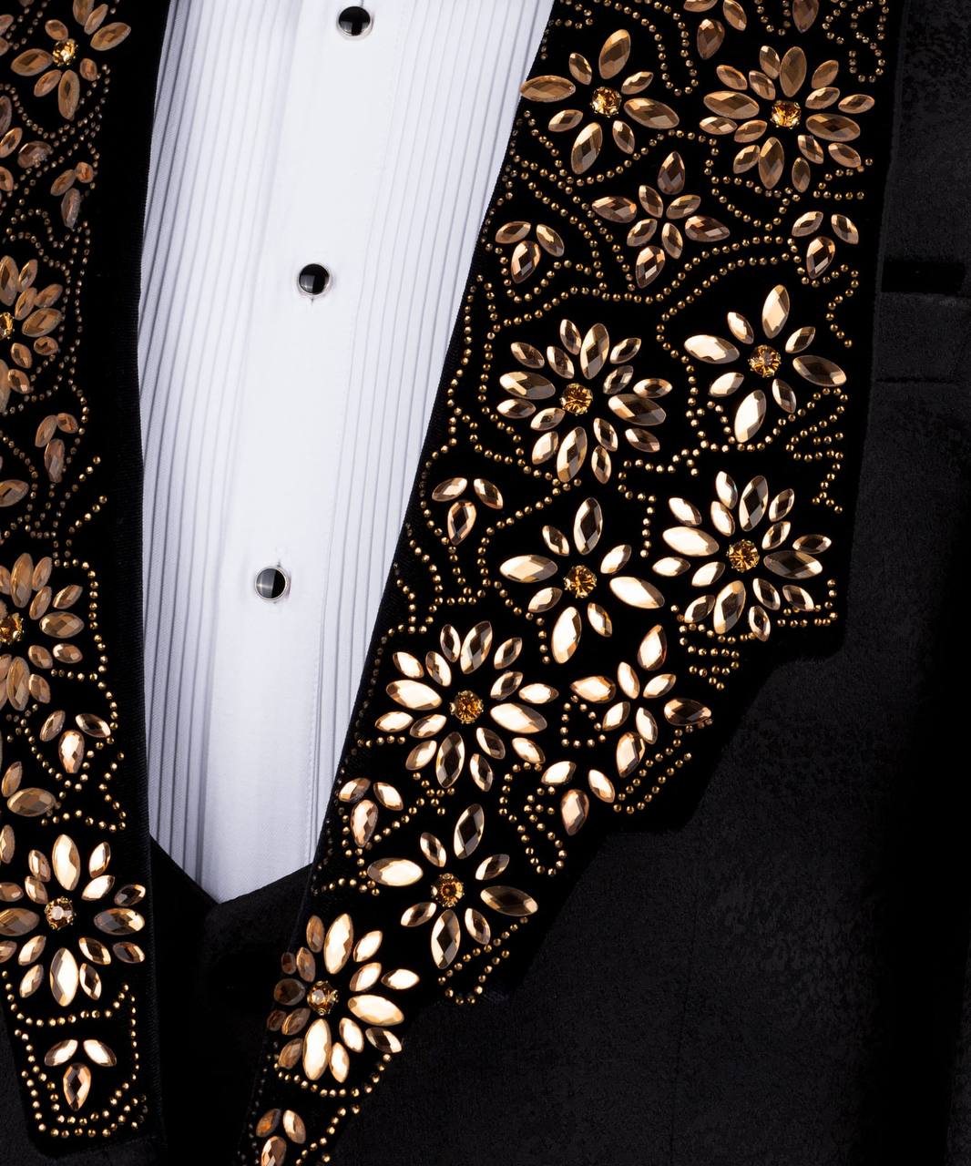 Stone Embroidered Black Tuxedo