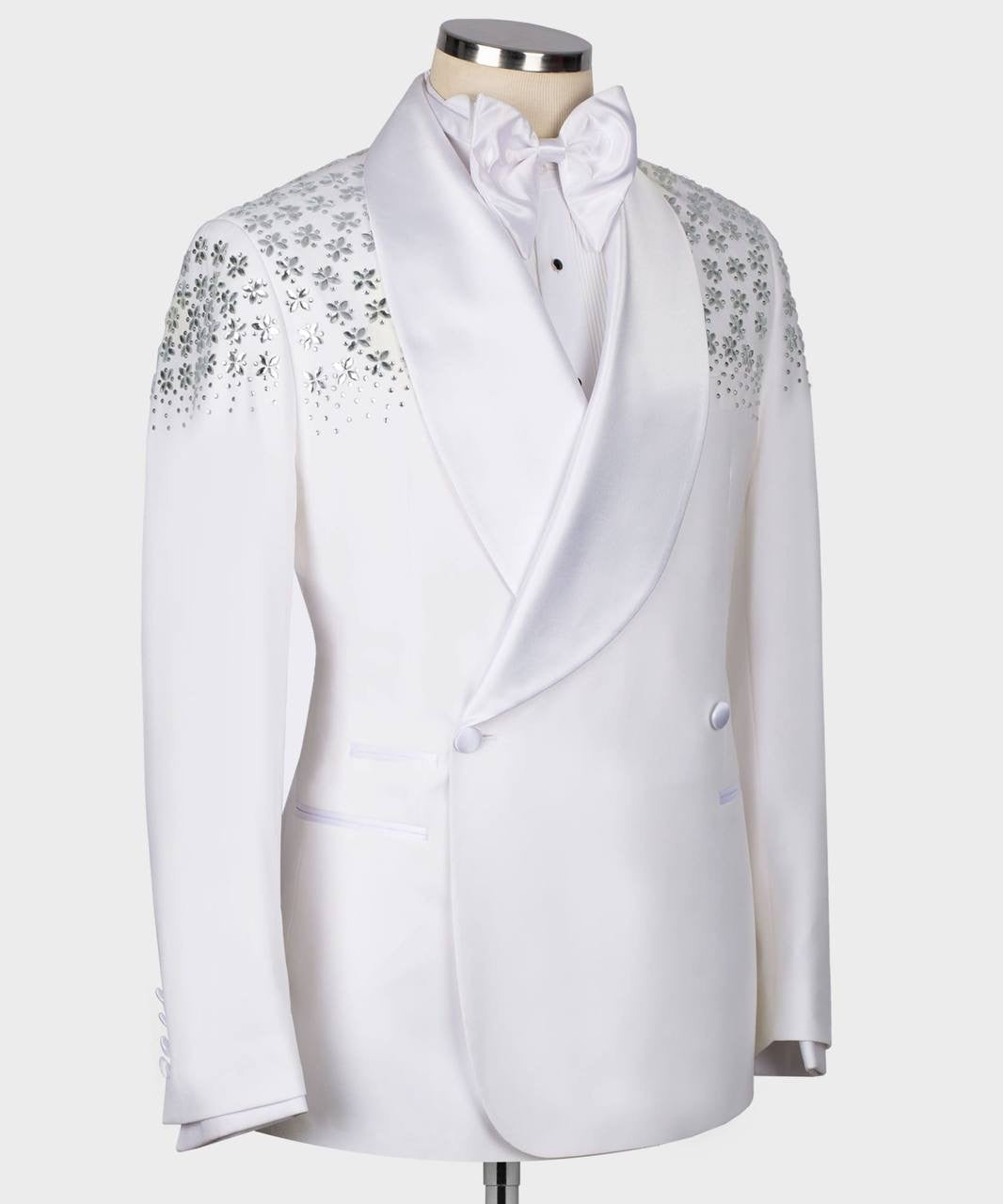 Exclusive White Tuxedo With Satin Lapel