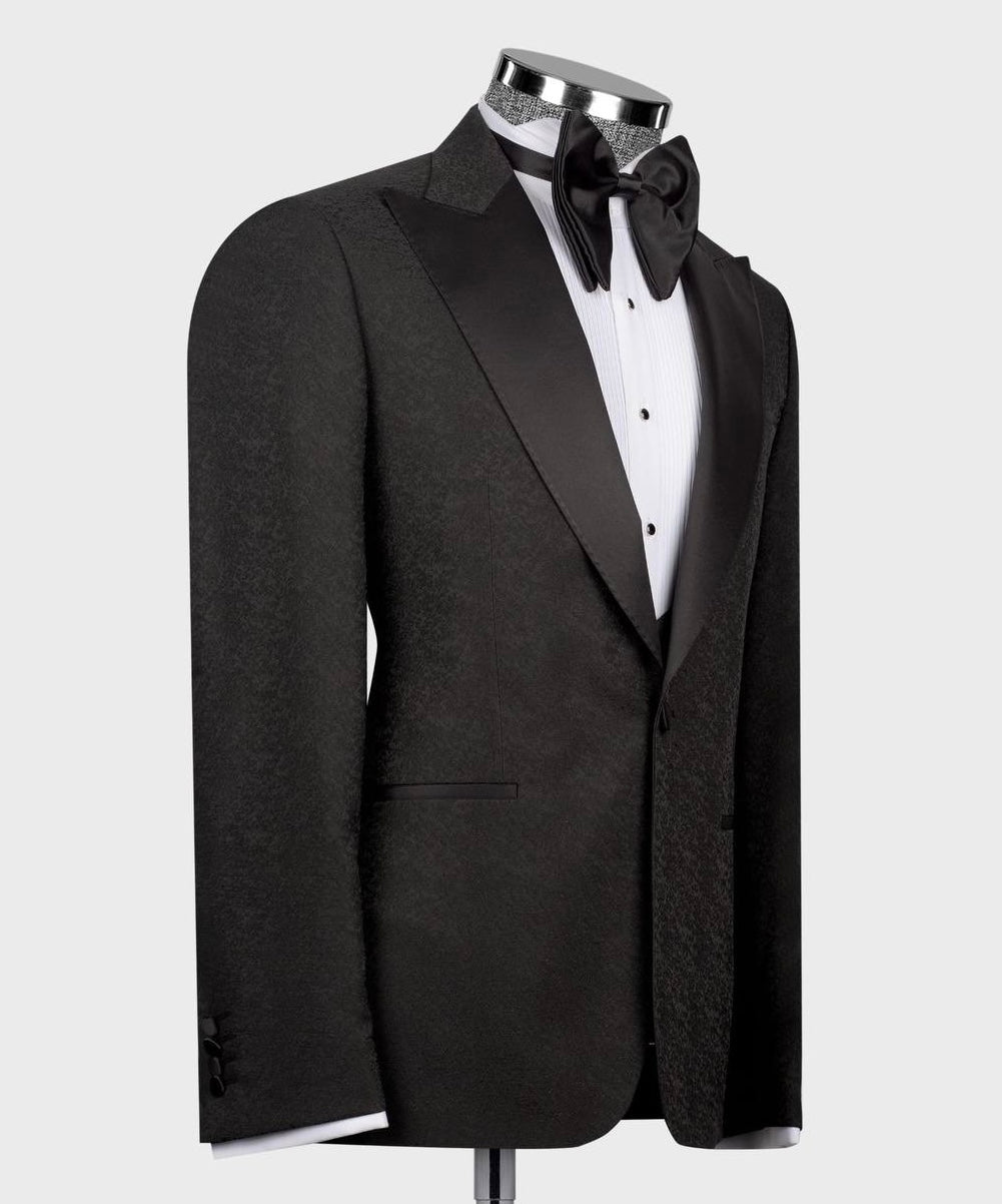 Patterned Black Tuxedo Set