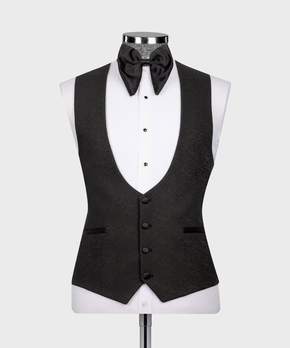 Patterned Black Tuxedo Set