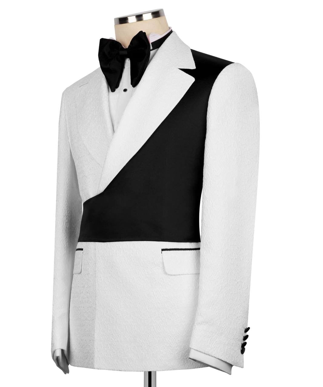 Custom Designed Tuxedo with Crossover Satin Panel