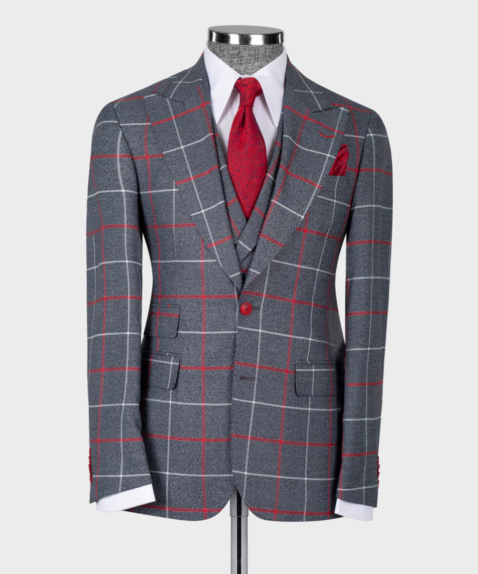 Traje de tres piezas a cuadros