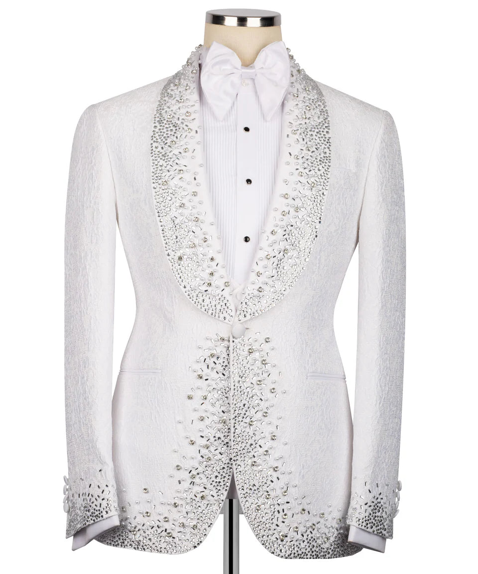 Crystal Embellished White Tuxedo