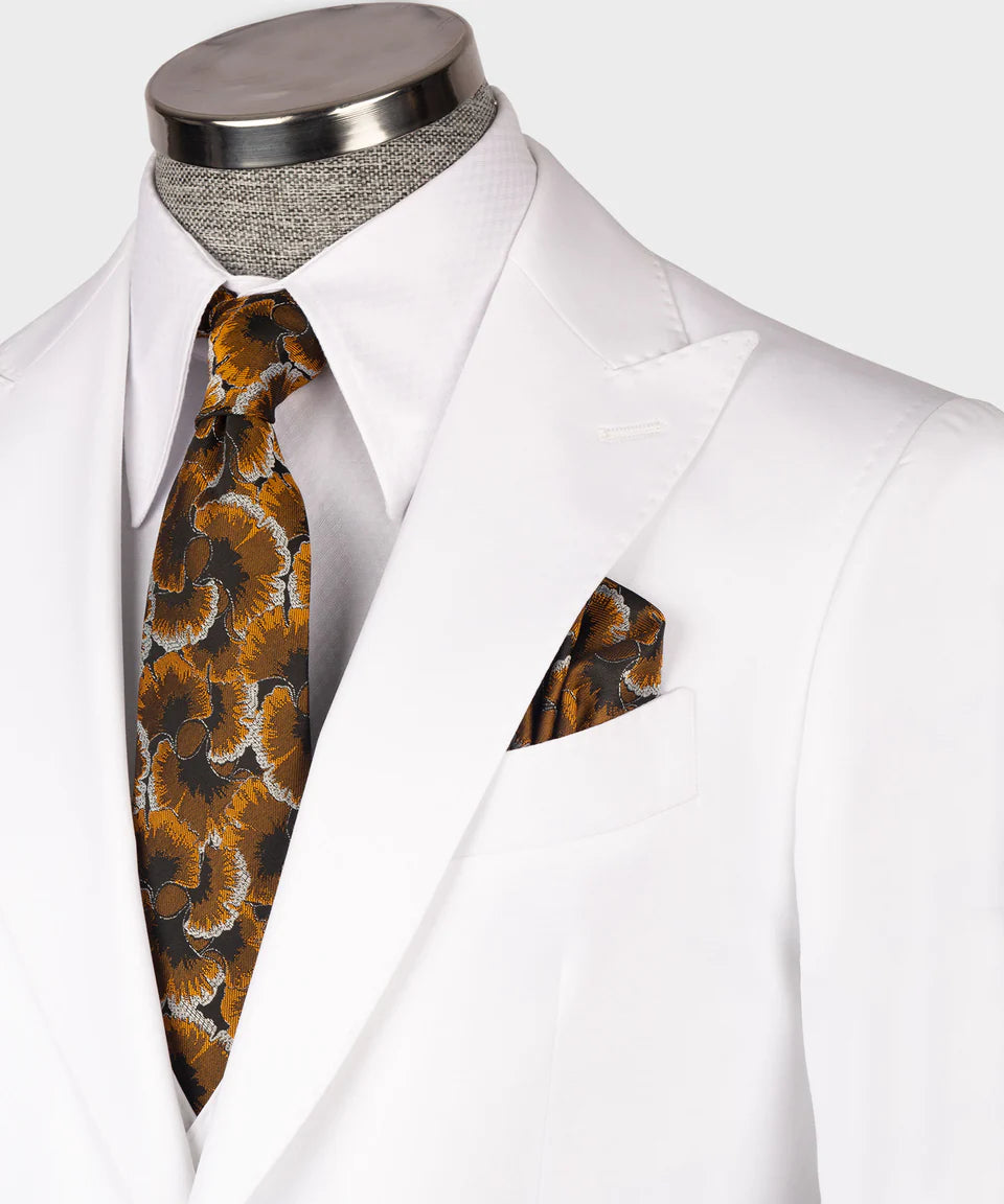 Classic Three Piece White Suit