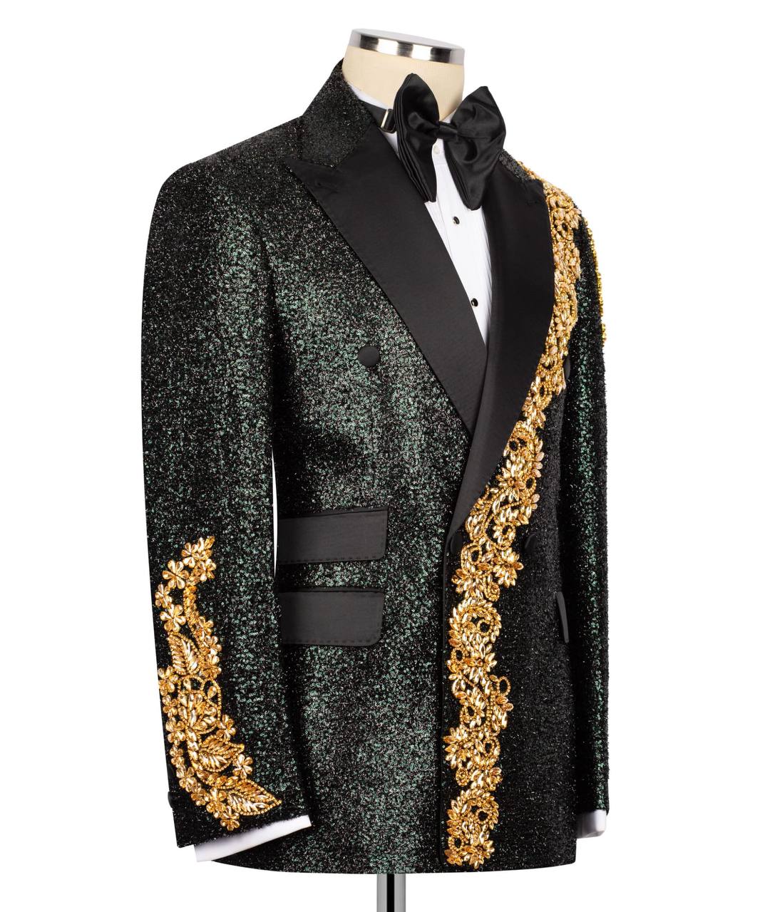 Shiny Tuxedo With Stone Embellished