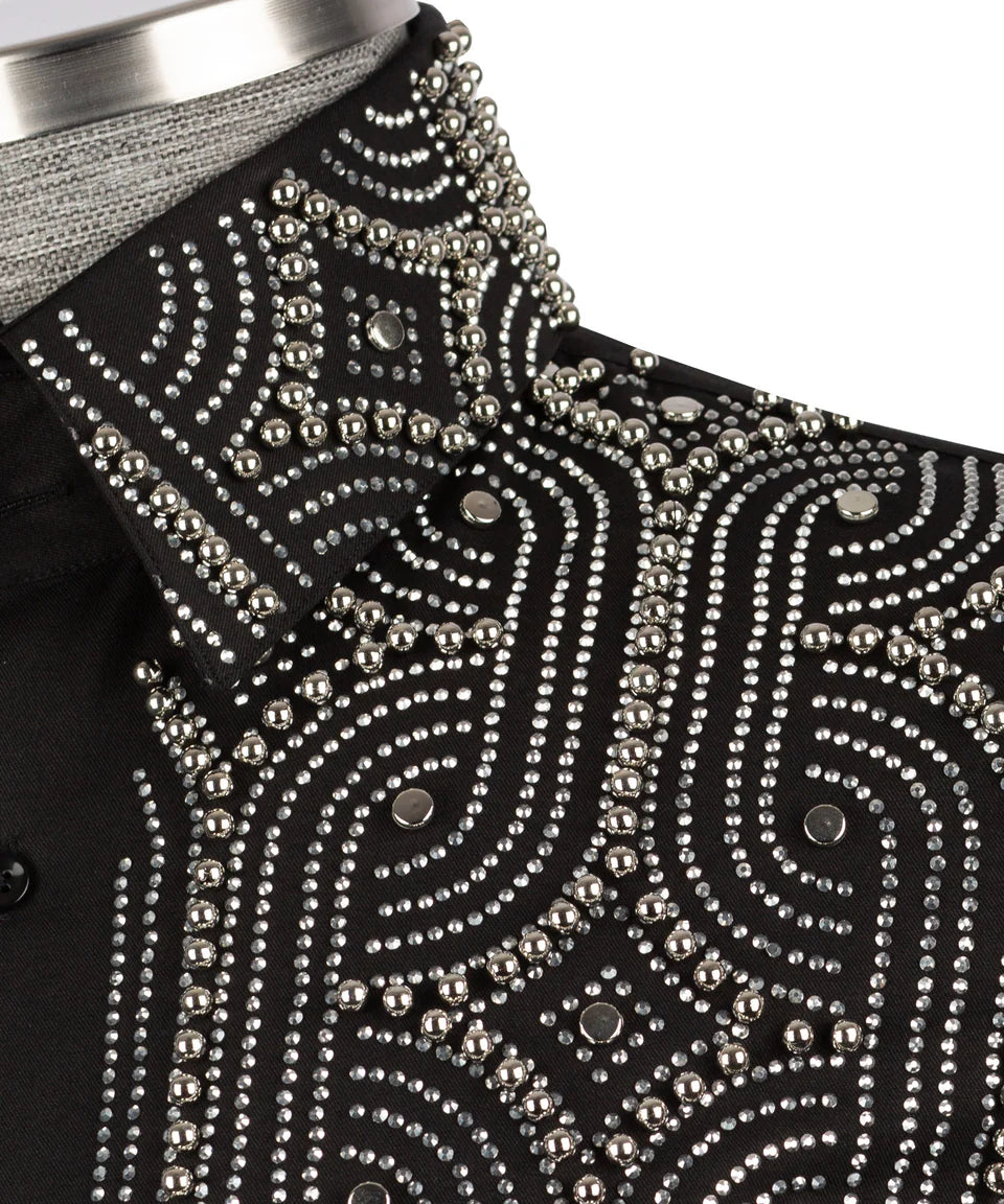 Crystal Embellished Black Shirt