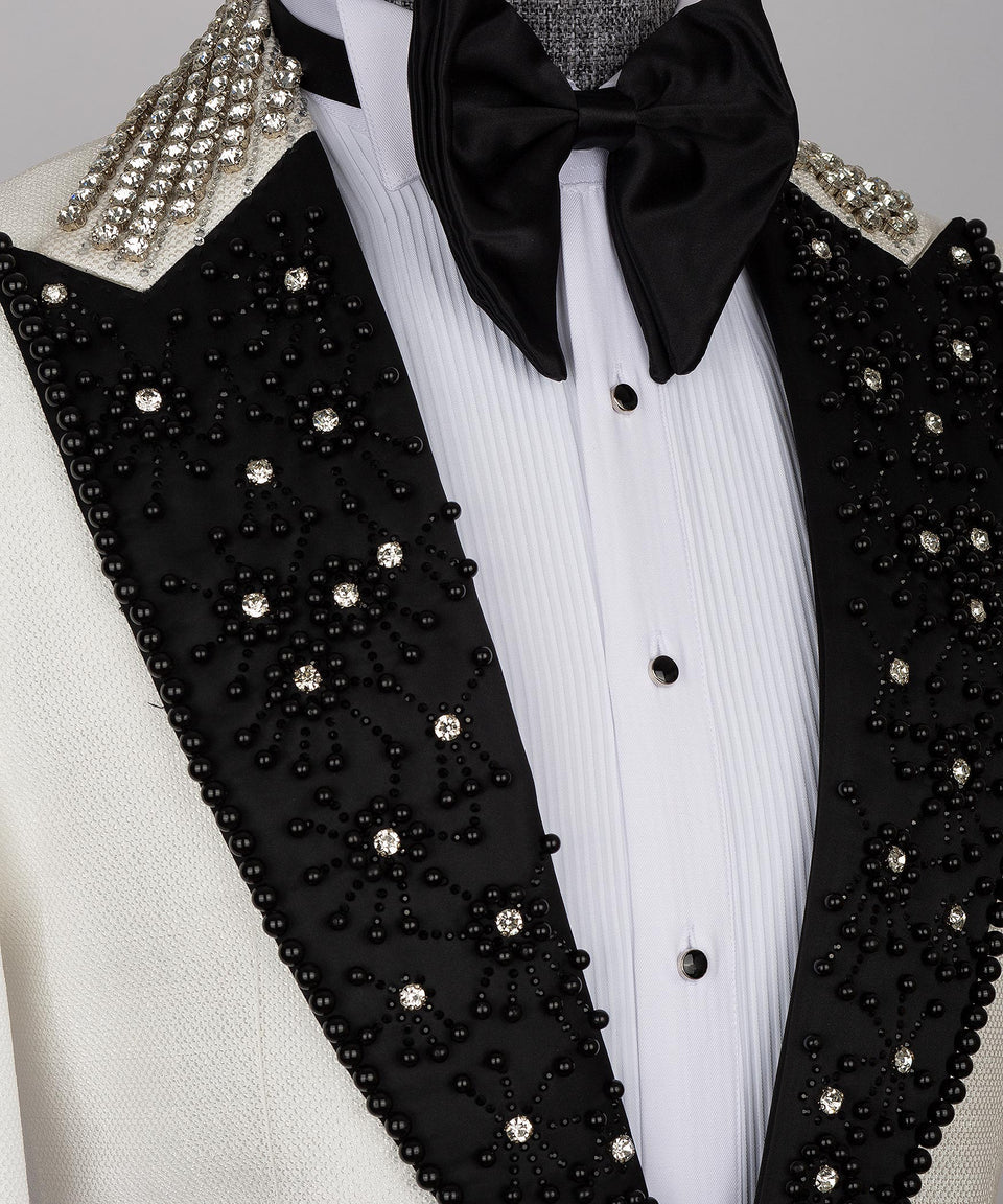 Stone Embroidered Tuxedo Set