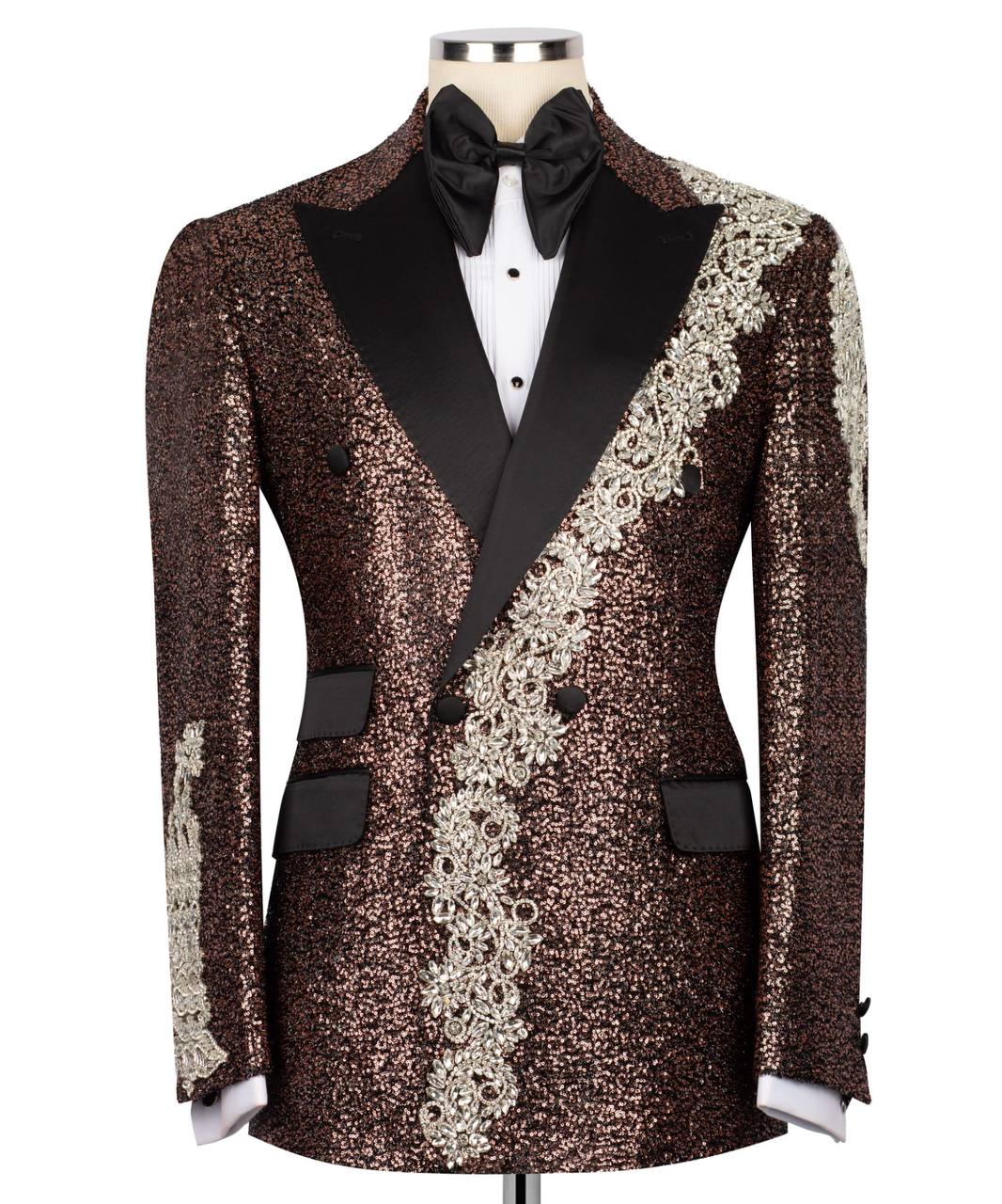 Shiny Tuxedo With Stone Embellished