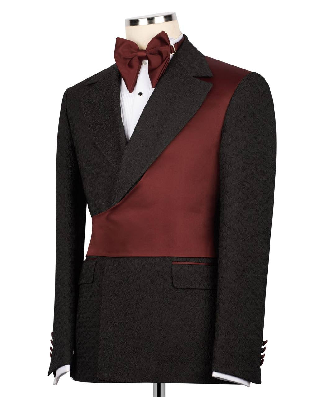 Custom Designed Tuxedo with Crossover Satin Panel