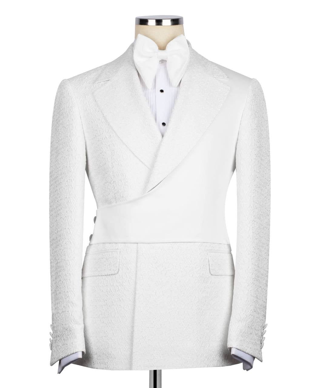 Custom Designed Tuxedo with Crossover Satin Panel