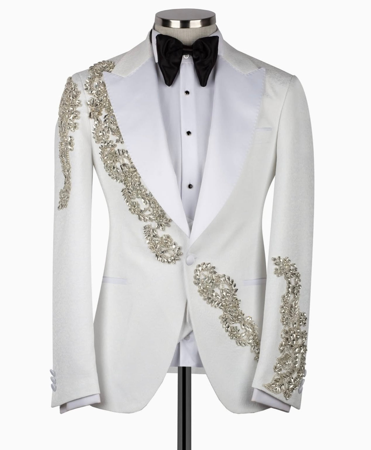 Stone Embroidered White Tuxedo