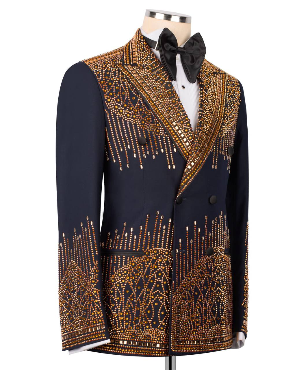 Double Breasted Crystal Embellished Tuxedo