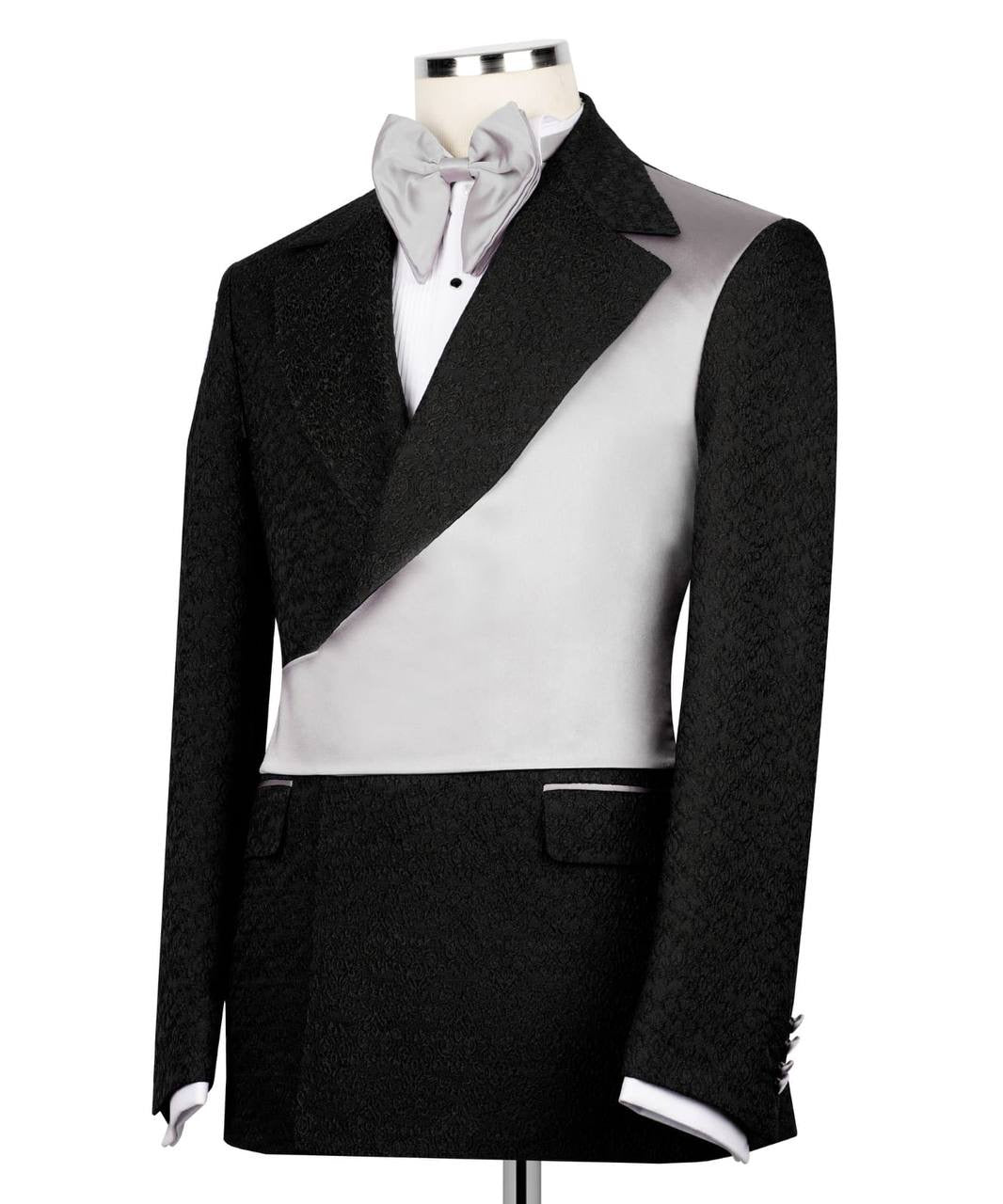 Custom Designed Tuxedo with Crossover Satin Panel