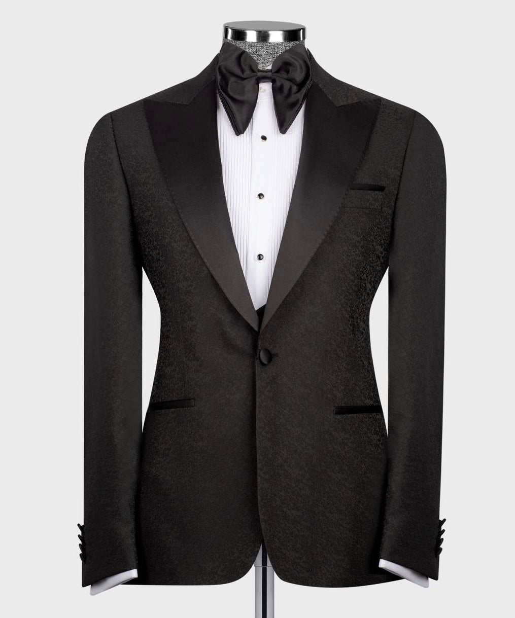 Patterned Black Tuxedo Set