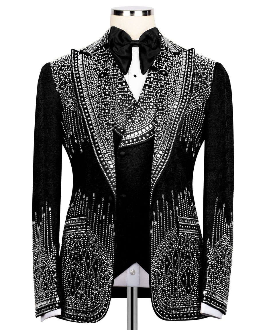 Exclusive Stone Embroidered Tuxedo Set