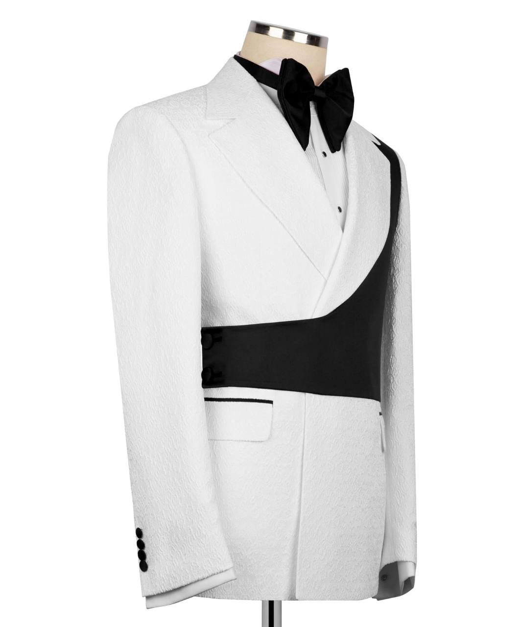 Custom Designed Tuxedo with Crossover Satin Panel