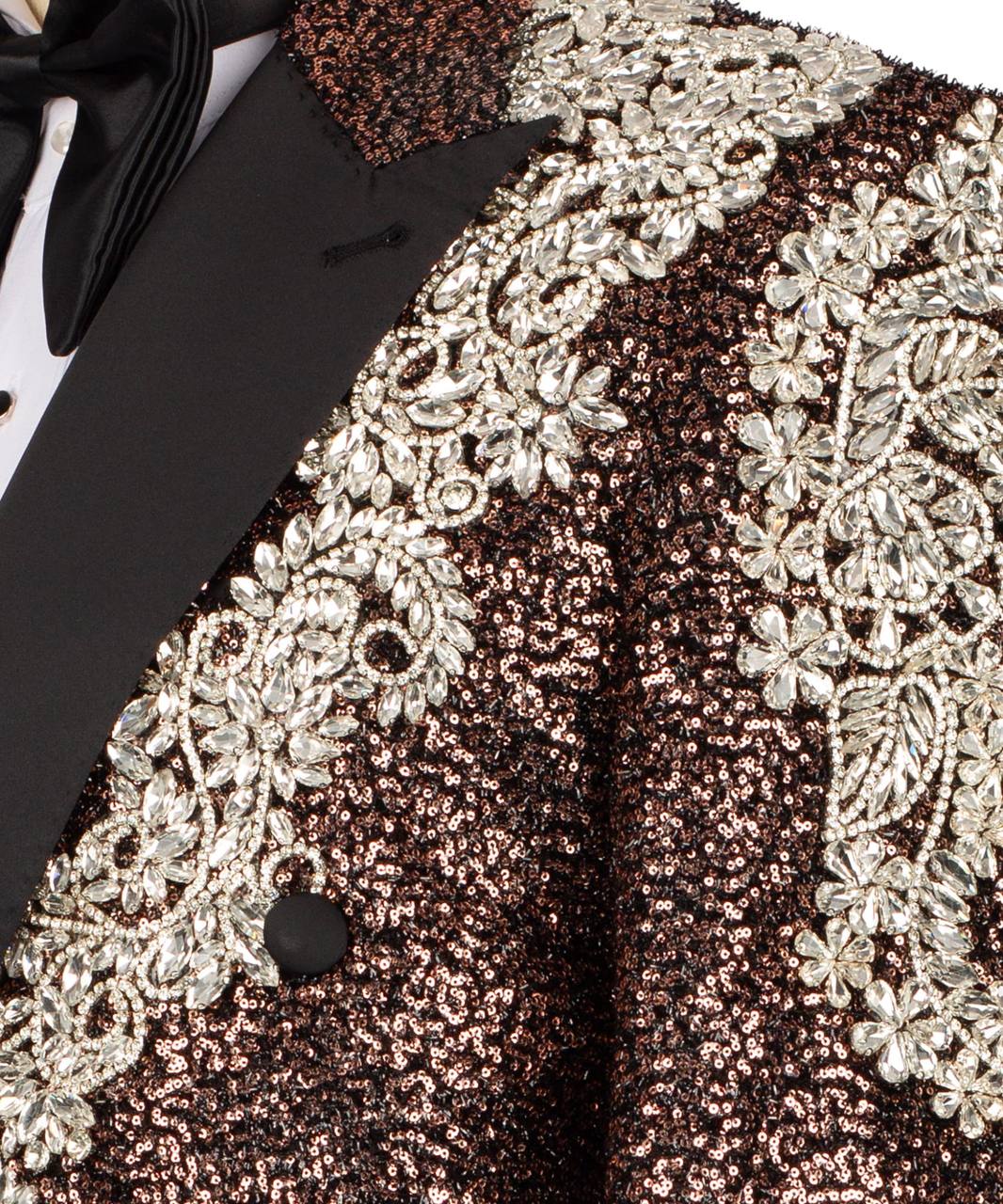 Shiny Tuxedo With Stone Embellished