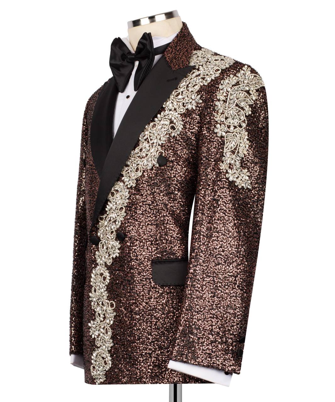 Shiny Tuxedo With Stone Embellished