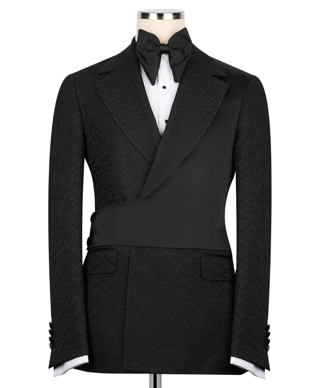 Custom Designed Tuxedo with Crossover Satin Panel