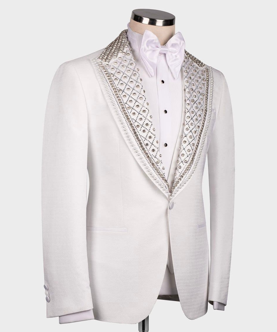 Crystal Embroidered White Tuxedo