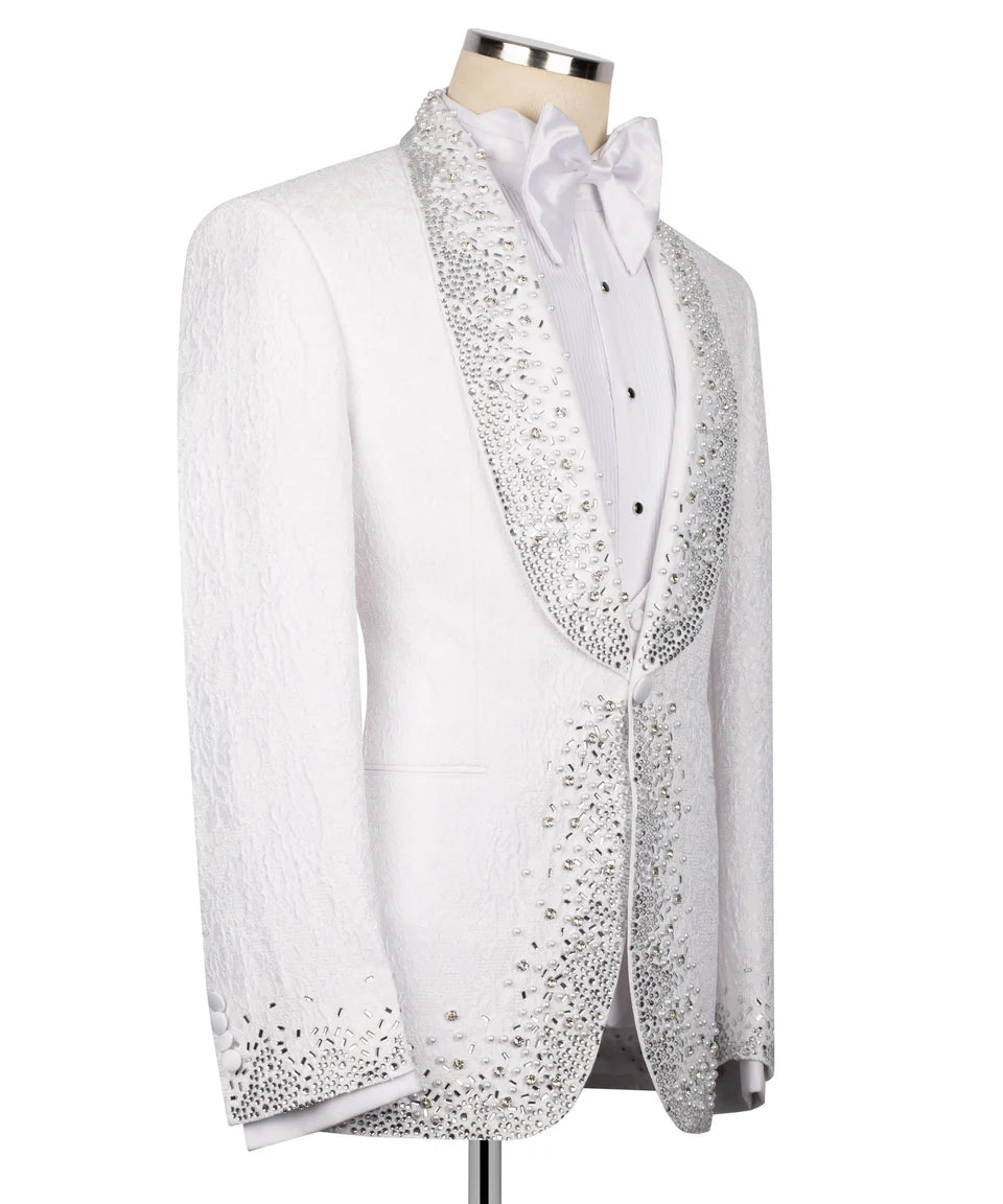 Crystal Embellished White Tuxedo