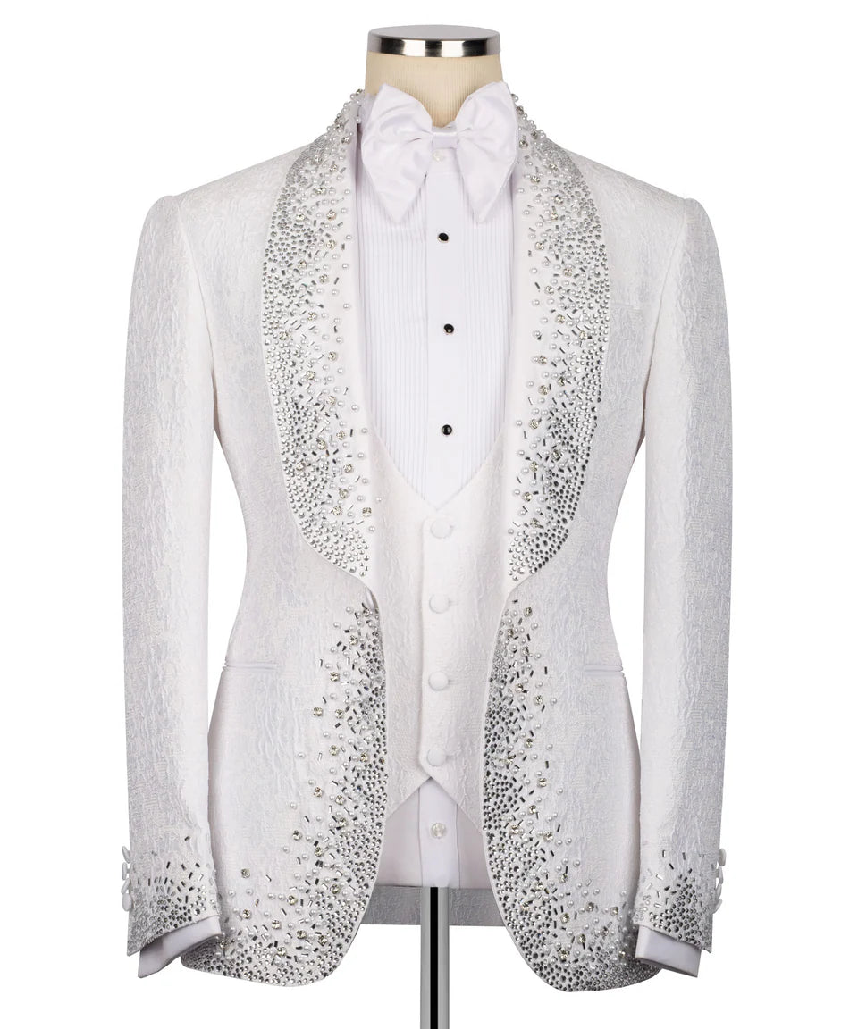 Crystal Embellished White Tuxedo