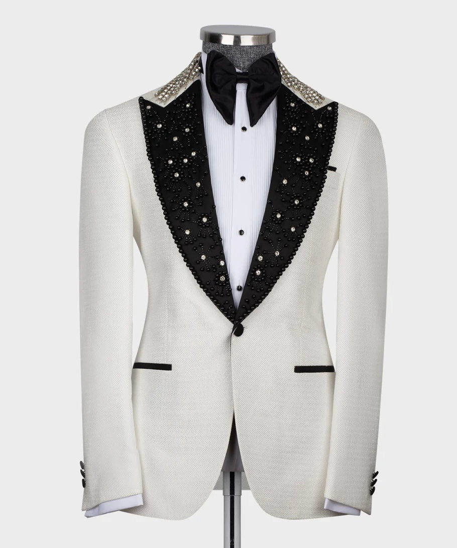 Stone Embroidered Tuxedo Set